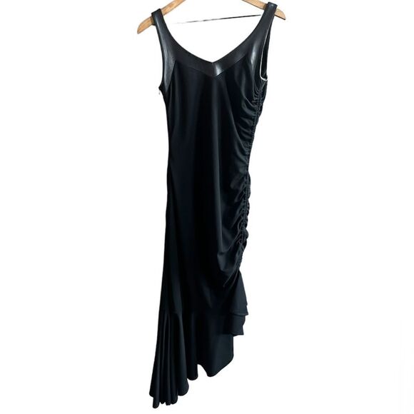 Vintage David Rodriguez Stunning Black Formal Dress Ruched Side Asymmetrical Hem - Picture 1 of 12
